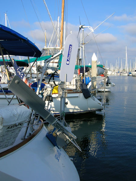 SAILOMAT 700, with blade parked to port side.